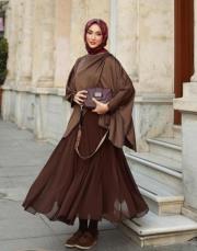 parçalı uzun etek kahve 2