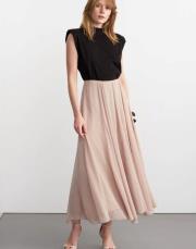 parçalı uzun etek bej 3