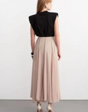 parçalı uzun etek bej 4