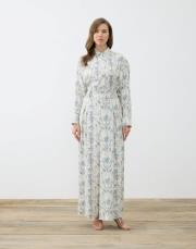 blanc desenli rayon viskon pileli mavi