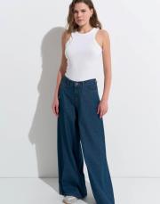 dökümlü bol kot pantolon koyu mavi