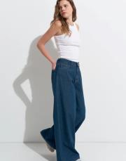 dökümlü bol kot pantolon koyu mavi 3