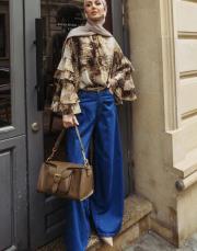 dökümlü bol kot pantolon koyu mavi 4