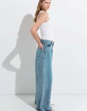 dökümlü bol kot pantolon bebe mavi 3