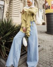 dökümlü bol kot pantolon bebe mavi 4