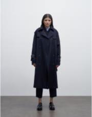 klasik koton trençkot lacivert