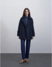 manşet detaylı koton trençkot lacivert