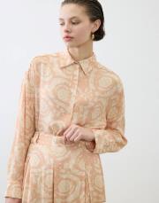 pastel desenli viskon rayon pile detaylı pantolon takım pudra 3