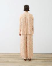 pastel desenli viskon rayon pile detaylı pantolon takım pudra 4