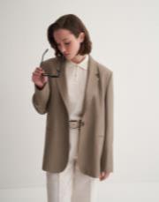 tek düğmeli blazer haki 3