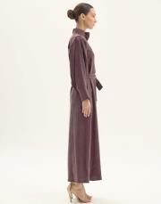 lilia ipek fermuarlı elbise kahve 2