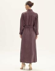 lilia ipek fermuarlı elbise kahve 3