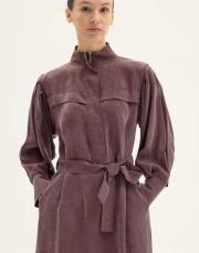 lilia ipek fermuarlı elbise kahve 4