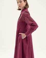 lumos poplin elbise bordo 2