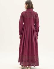 lumos poplin elbise bordo 3