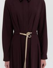 özel dikim kemerli elbise bordo 2