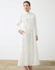 bella aplik detaylı brode elbise beyaz 2