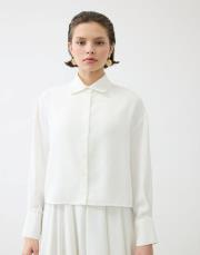 aliza krep kısa gömlek beyaz