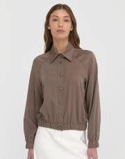 çıt çıt düğmeli bomber gömlek vizon