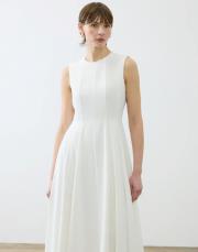 aliza krep kolsuz oturtmalı elbise beyaz 2