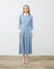 spring desenli yaka detaylı twill bebe mavi