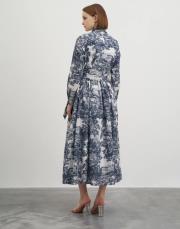 leydi desenli vual elbise lacivert 4