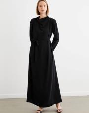 zarif krep elbise siyah