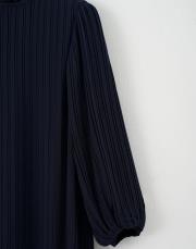 due şifon pliseli elbise lacivert 3