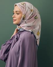 twill ipek eşarp daisy pembe 3