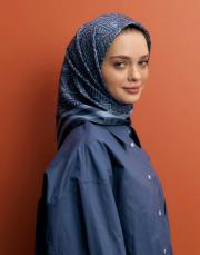 twill ipek eşarp tina indigo mavi