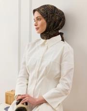 desenli pamuk eşarp gita koyu yeşil 2