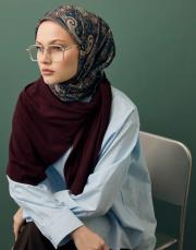 desenli pamuk eşarp sitara lacivert 2