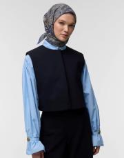 desenli pamuk eşarp blue navi koyu mavi 2