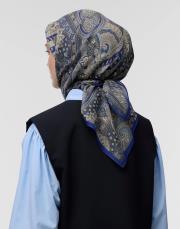 desenli pamuk eşarp blue navi koyu mavi 4